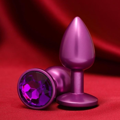 Фиолетовая анальная пробка с кристаллом - фото, цены