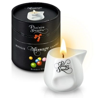 Массажная свеча с ароматом бубль-гума Bougie de Massage Gourmande Bubble Gum - 80 мл. - фото, цены