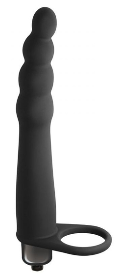 Черная вибронасадка для двойного проникновения Bramble - 16,5 см. - фото, цены
