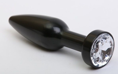 Чёрная удлинённая пробка с прозрачным кристаллом - 11,2 см. - фото, цены