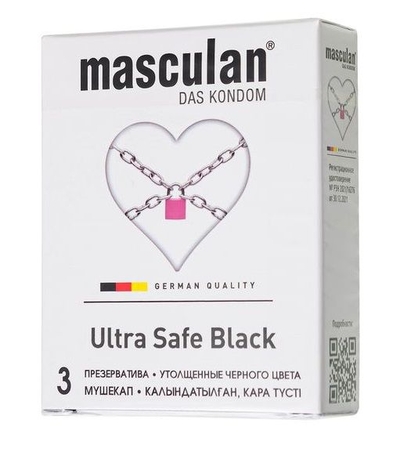 Ультрапрочные презервативы Masculan Ultra Safe Black - 3 шт. - фото, цены