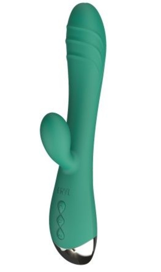 Зеленый вибратор-кролик Eridan - 21 см. - фото, цены