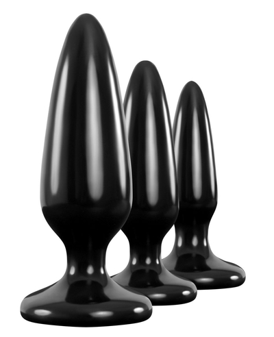 Набор из 3 черных силиконовых анальных пробок Trainer Kit - фото, цены