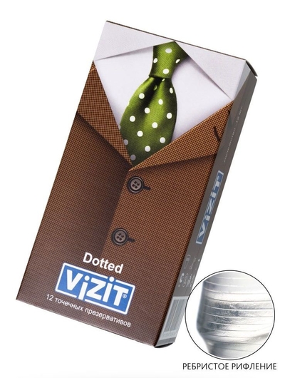 Презервативы с точечками Vizit Dotted - 12 шт. - фото, цены