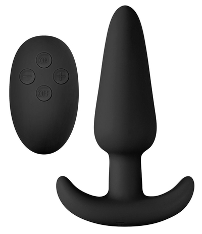 Чёрная анальная вибропробка с пультом ду Renegade Rumble Wireless Plug - 10 см. - фото, цены