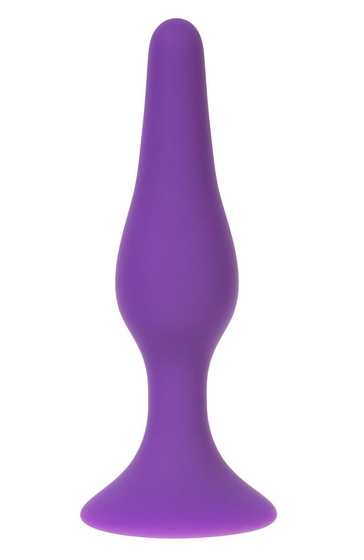 Фиолетовая силиконовая анальная пробка размера M - 11 см. - фото, цены