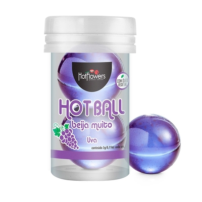 Лубрикант на масляной основе Hot Ball Beija Muito с ароматом винограда (2 шарика по 3 гр.) - фото, цены