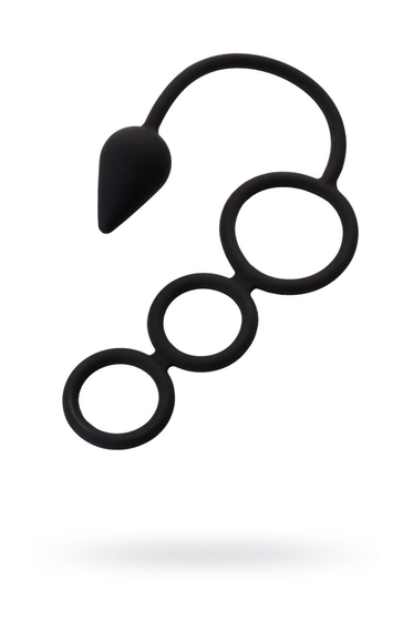 Тройное эрекционное кольцо с анальным хвостом Drop S-size - фото, цены