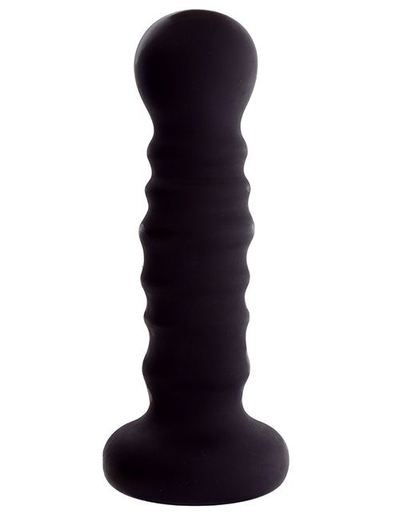 Чёрная рельефная пробка Menzstuff Ribbed Probe - 21 см. - фото, цены
