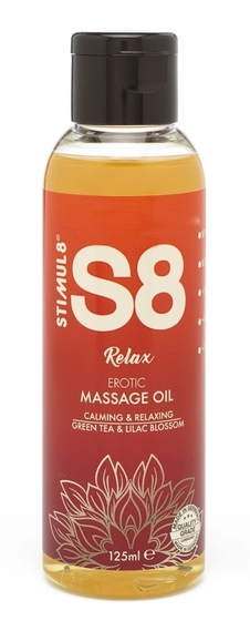 Массажное масло S8 Massage Oil Relax с ароматом зеленого чая и сирени - 125 мл. - фото, цены