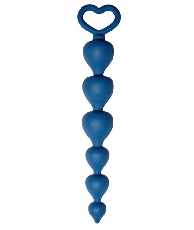 Синяя анальная цепочка Heart Ray - 17,5 см. - фото, цены