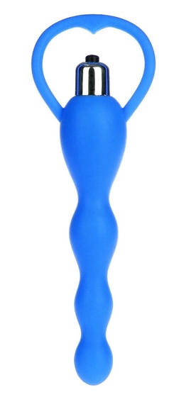 Синяя анальная елочка с вибрацией - 14 см. - фото, цены