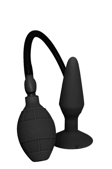 Чёрная анальная втулка с функцией расширения Menzstuff Large Inflatable Plug - 14,5 см. - фото, цены