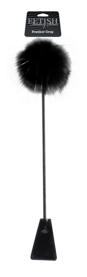 Черный стек Feather Crop с пуховкой на конце - 53,3 см. - фото, цены