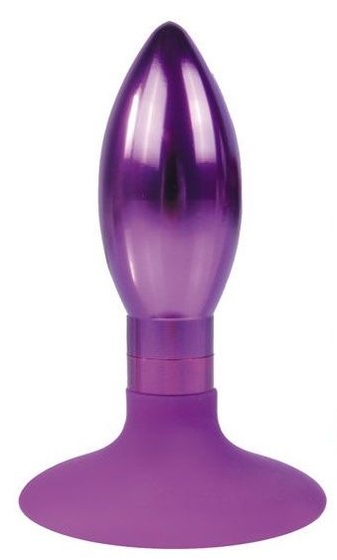 Фиолетовая овальная анальная пробка - 9 см. - фото, цены