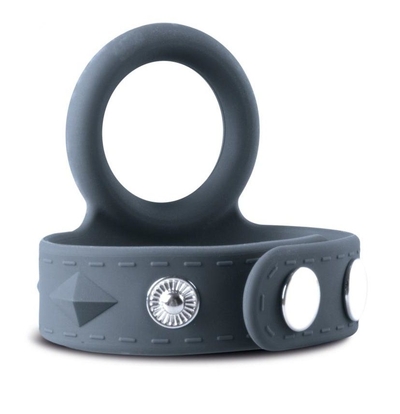 Темно-серое эрекционное кольцо с утяжкой для мошонки - размер S-m - фото, цены