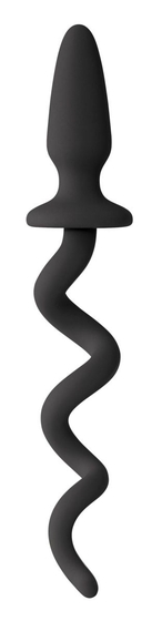 Черная анальная пробка с хвостом-спиралью Oinkz - фото, цены