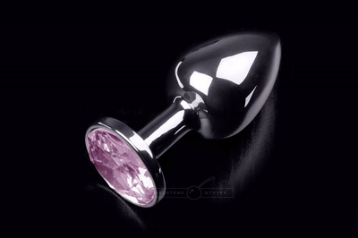 Маленькая анальная пробка с розовым кристаллом - 7,5 см. - фото, цены