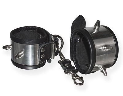 Серебристо-черные наручники с шипами и металлическим блеском - фото, цены