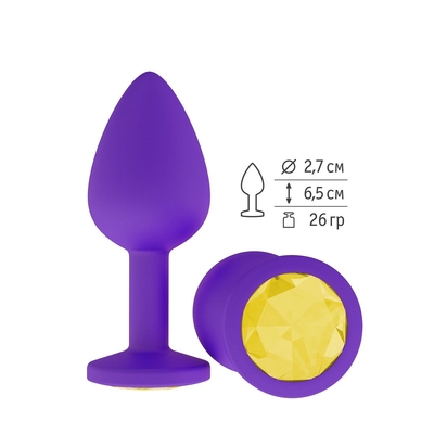 Фиолетовая силиконовая пробка с желтым кристаллом - 7,3 см. - фото, цены
