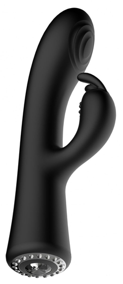 Черный вибромассажер-кролик Lux - 20 см. - фото, цены