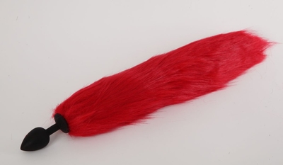 Силиконовая анальная пробка с длинным красным хвостом Красная лиса - фото, цены