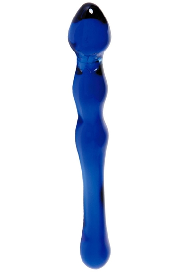 Синий стеклянный фаллоимитатор с наплывами - 20,5 см. - фото, цены
