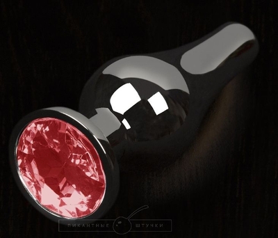 Графитовая удлиненная анальная пробка с красным кристаллом - 8,5 см. - фото, цены