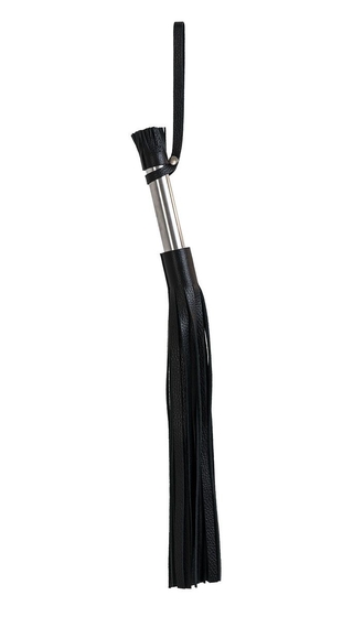 Чёрная кожаная плеть с 24 хвостами и металлической ручкой - 53 см. - фото, цены