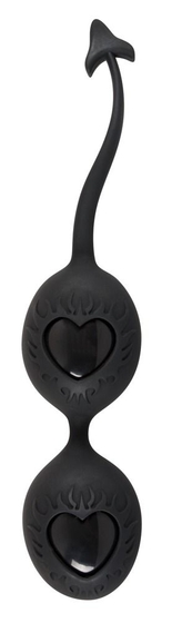 Чёрные вагинальные шарики с сердечками Black Velvets - фото, цены