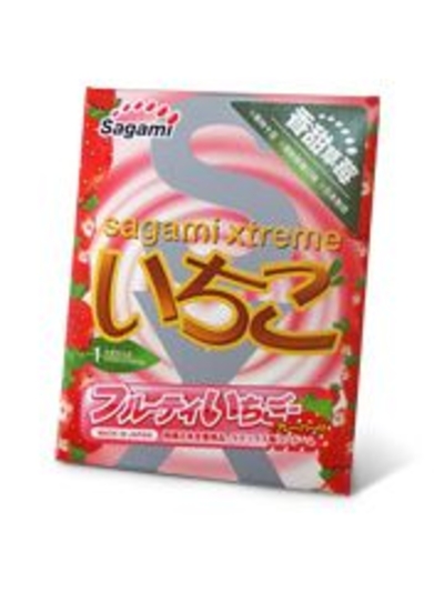 Презерватив Sagami Xtreme Strawberry c ароматом клубники - 1 шт. - фото, цены