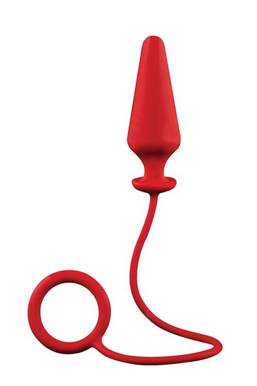 Красное эрекционное кольцо с анальной пробкой Menzstuff 4inch Single Ring Anal Plug - фото, цены
