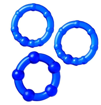 Набор из 3 синих силиконовых эрекционных колец разного размера - фото, цены