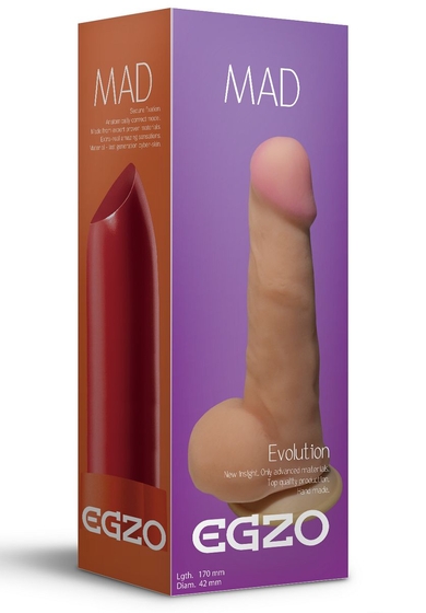 Телесный фаллоимитатор Mad Lipstick с мошонкой и подошвой-присоской - 17 см. Fff - фото, цены