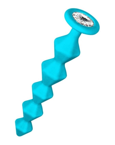 Бирюзовая анальная цепочка с кристаллом Chummy - 16 см. - фото, цены