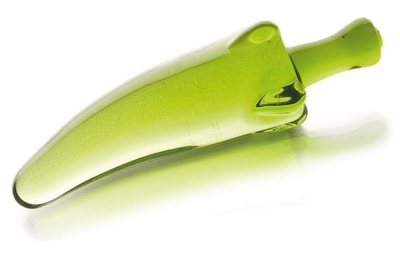 Зелёный анальный стимулятор из стекла в форме перчика - 13,5 см. - фото, цены