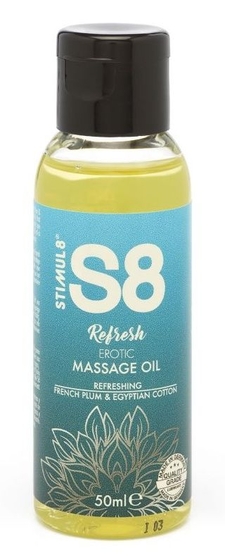 Массажное масло S8 Massage Oil Refresh с ароматом сливы и хлопка - 50 мл. - фото, цены
