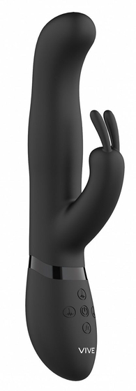 Черный вибромассажер-кролик Izara - 22 см. - фото, цены