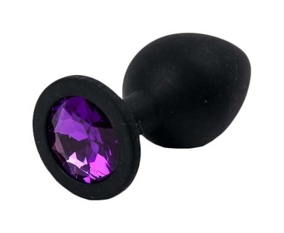 Черная силиконовая пробка с фиолетовым стразом - 7 см. - фото, цены