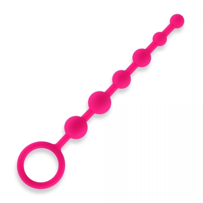 Розовая анальная цепочка из 6 шариков - 21 см. - фото, цены