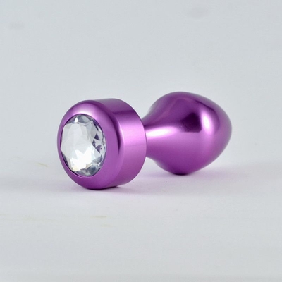 Фиолетовая алюминиевая втулка с прозрачным кристаллом - 8,1 см. - фото, цены