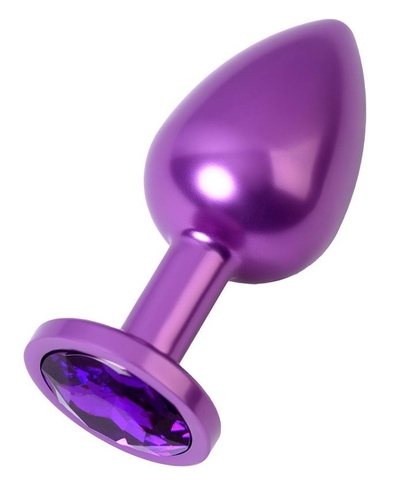 Фиолетовый анальный плаг с кристаллом фиолетового цвета - 8,2 см. - фото, цены