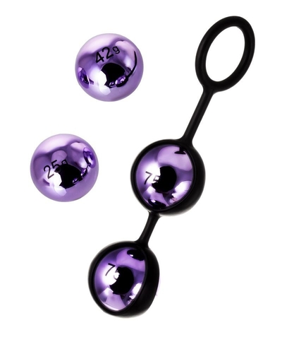 Фиолетово-чёрный набор вагинальных шариков Toyfa A-toys - фото, цены
