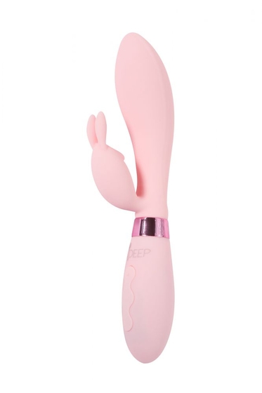 Нежно-розовый вибратор-кролик с независимыми моторчиками Indeep Theona - 21,5 см. - фото, цены