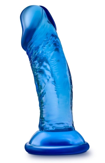 Синий анальный фаллоимитатор Sweet N Small 4 Inch Dildo with Suction Cup - 11,4 см. - фото, цены