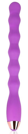 Фиолетовый ребристый вибромассажер - 30,5 см. - фото, цены