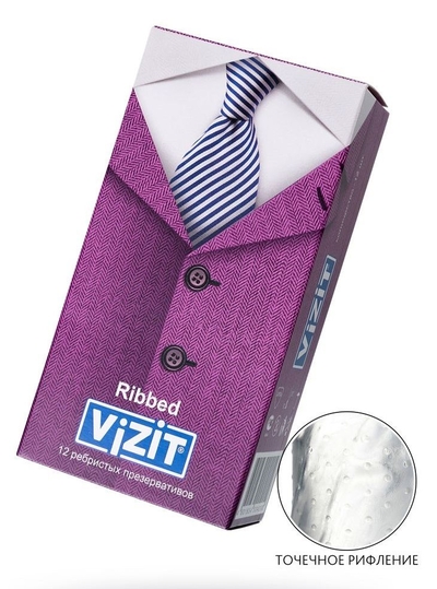 Ребристые презервативы Vizit Ribbed - 12 шт. - фото, цены
