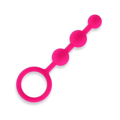 Розовые силиконовые анальные бусы Silicone Anal Beads - 14 см. - фото, цены