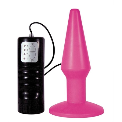 Розовая анальная пробка с вибрацией Brutal Pink Plug Medium - 14 см. - фото, цены