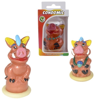 Сувенирный латексный презерватив Свинья - фото, цены
